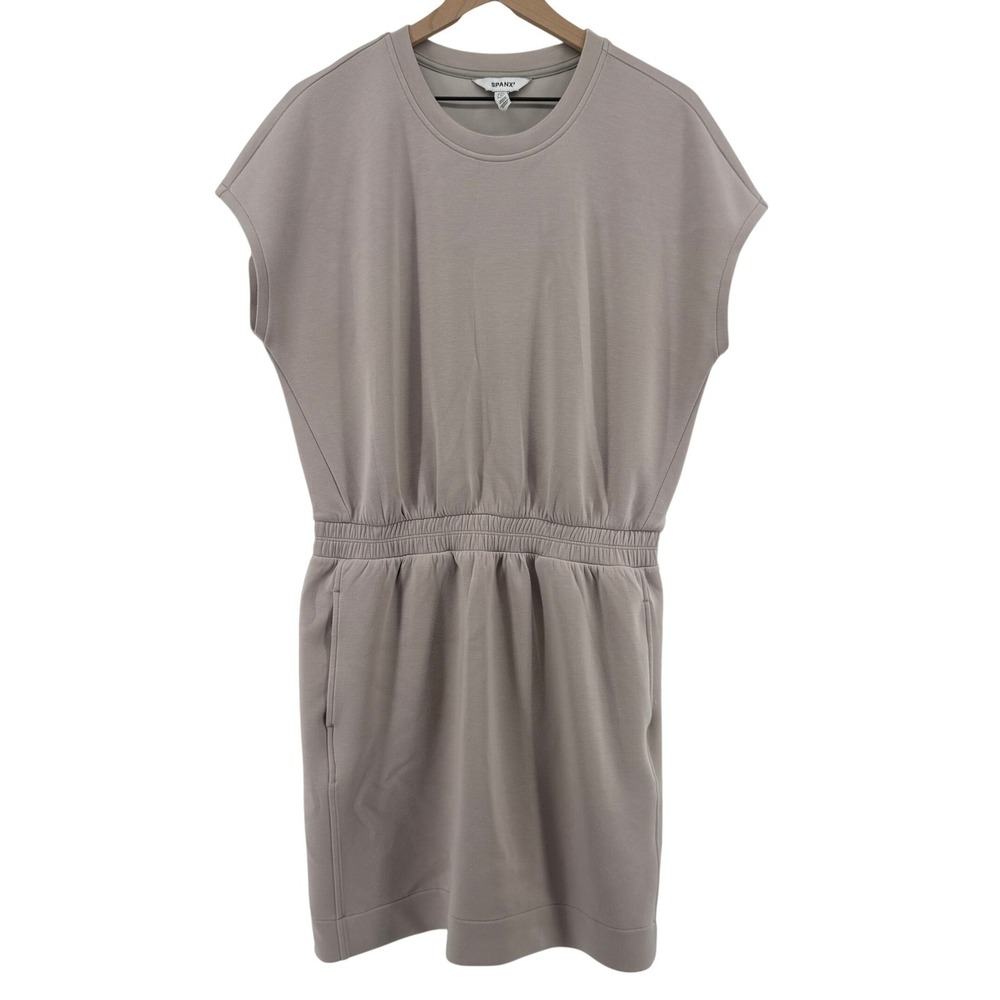 SPANX AirEssentials Light-as-Air Cinched Mini Dress Pockets French Gray Women L